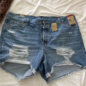 Levi's Distressed Button-Fly Denim Shorts - Blue
